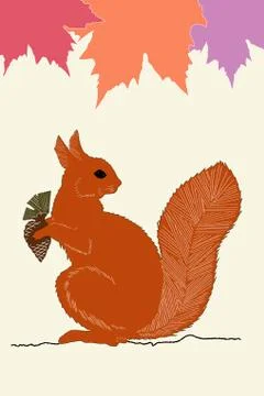 Squirrel in autumn Stock Illustration