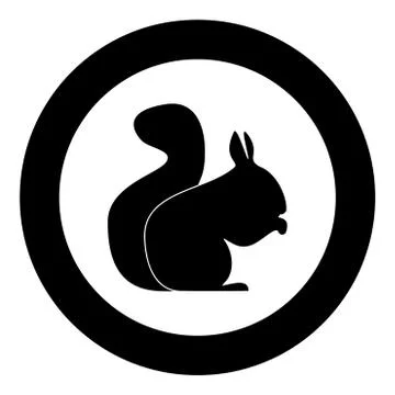 Squirrel black icon in circle vector illustration Stock Illustration