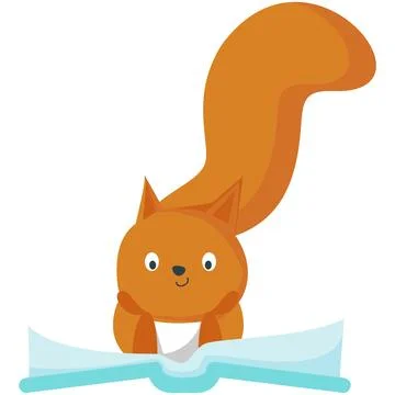 Squirrel with book vector cute animal read icon Ilustración de archivo