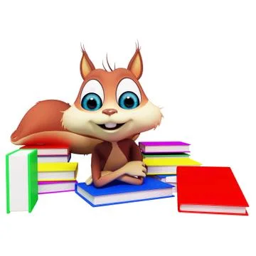 Squirrel with booke pile 스톡 일러스트