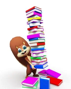 Squirrel with booke pile 스톡 일러스트