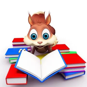 Squirrel with booke pile Stock Illustration