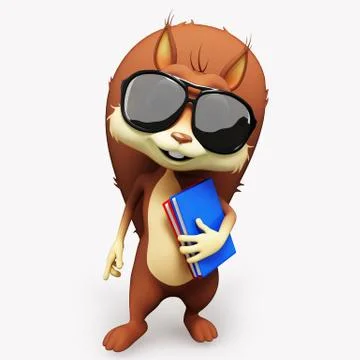 Squirrel with books Stock Illustration