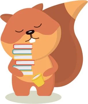 Squirrel with books. Vector graphics on the subject of education Stock Illustration