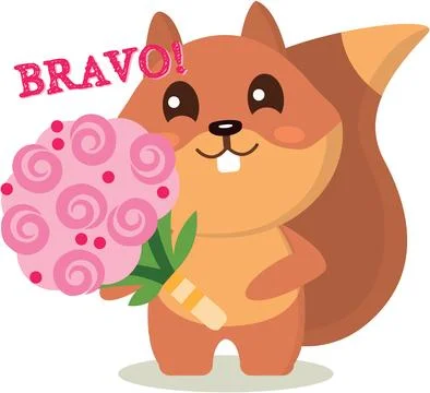 Squirrel with a bouquet of flowers Stock Illustration