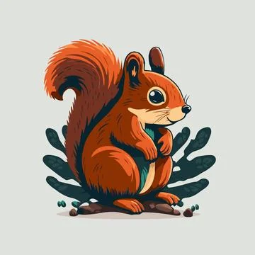 Squirrel cartoon logo mascot icon animal character illustration Stock Illustration