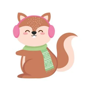 Squirrel cartoon with winter cloth vector design Stock Illustration