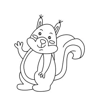 Squirrel Character Black and White Vector Illustration Coloring Book for Kids イラスト素材