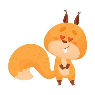 Squirrel Character Falling in Love Vector Illustration Stock Illustration