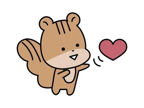 A squirrel character flying a heart mark. Stock Illustration
