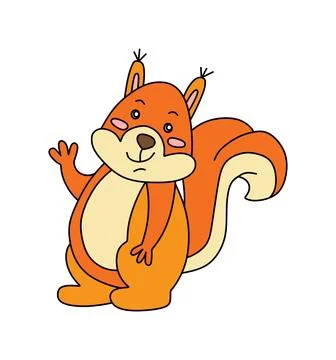 Squirrel character Vector color illustration doodle isolated on white Stock Illustration