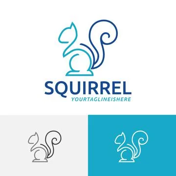 Squirrel Chipmunk Abstract Modern Simple Monoline Logo Symbol Stock Illustration