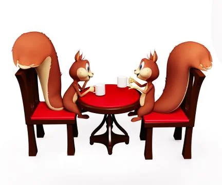 Squirrel with coffee Illustrazione stock