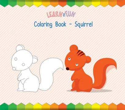 Squirrel coloring book educational game Stock Illustration