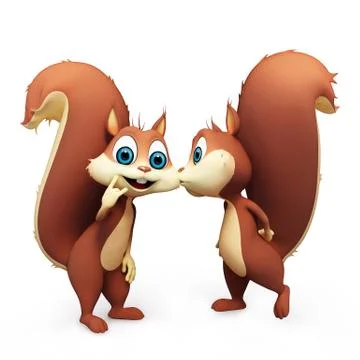 Squirrel with  dancing and  kiss Stock Illustration