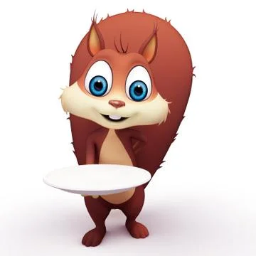 Squirrel with dish Stock Illustration