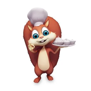 Squirrel with dish Stock Illustration