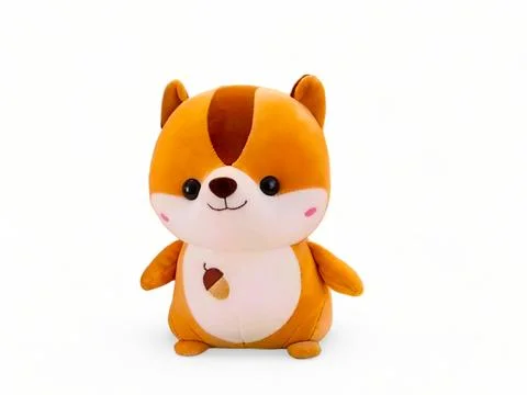 Squirrel doll with a nut on its chest isolated on white Stock Photos