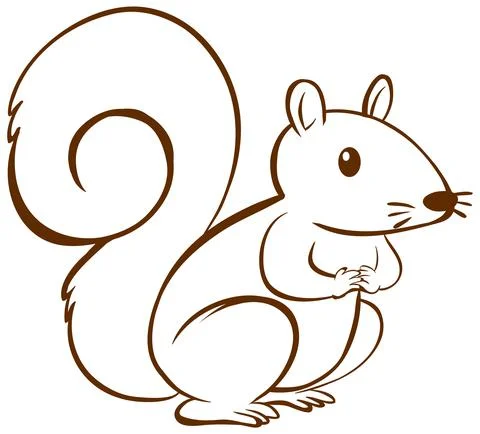 Squirrel in doodle simple style on white background Illustrazione stock