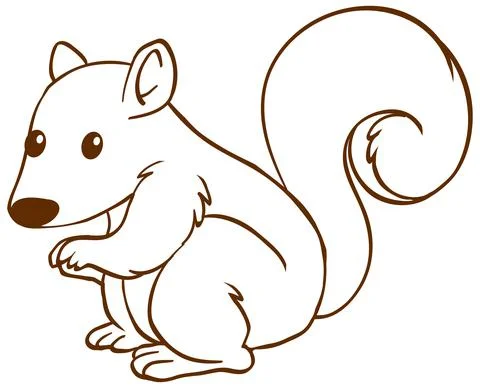 Squirrel in doodle simple style on white background 스톡 일러스트