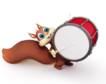 Squirrel with drum Stock-Illustration