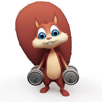 Squirrel with dumbbells Stock Illustration