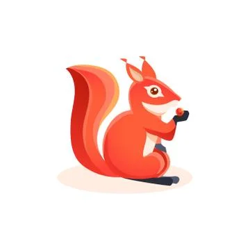 Squirrel Eating Berry Stock Illustration