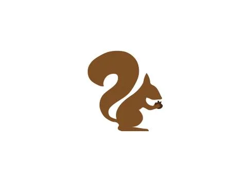 Squirrel eating walnuts almonds logo Stock Illustration