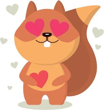 Squirrel with eyes in love Stock Illustration