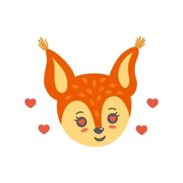 Squirrel face in love like emoji. Vector illustration in flat style Stock Illustration