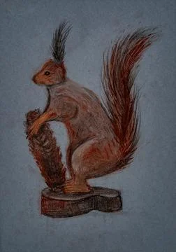 Squirrel figurine art displaying vibrant colors and intricate details Stock Illustration