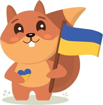 Squirrel with the flag of Ukraine Stock Illustration