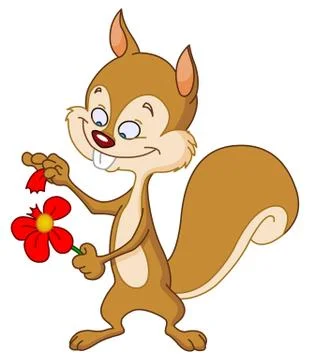 Squirrel with flower Illustrazione stock