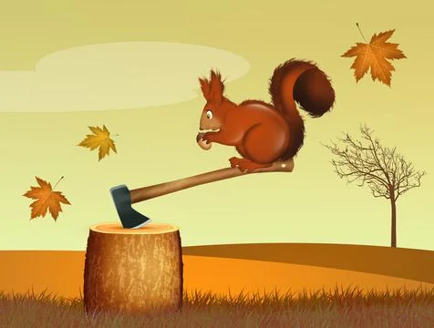 Squirrel in the forest Stock Illustration