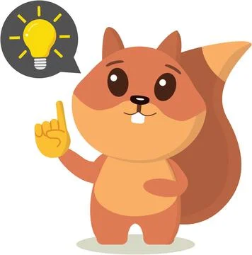 Squirrel generates ideas. Vector graphics on the topic of mental activity Stock Illustration