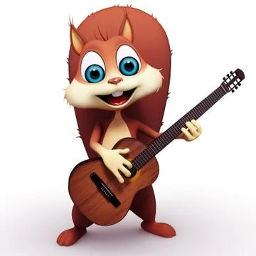 Squirrel with guitar Illustrazione stock