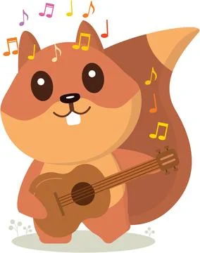 Squirrel with a guitar. Vector graphics on the theme of music Stock Illustration