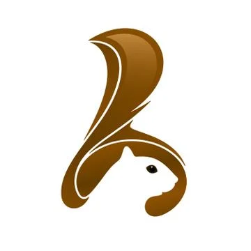 Squirrel head with tail and negative space. Vector illustration. Stock Illustration