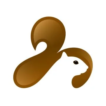 Squirrel head with tail and negative space. Vector illustration. Ilustración de archivo