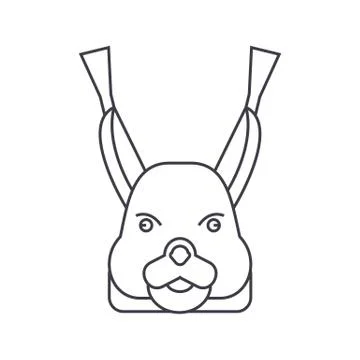 Squirrel head vector line icon, sign, illustration on background, editable 스톡 일러스트