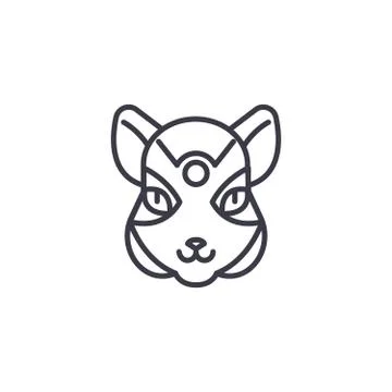 Squirrel head vector line icon, sign, illustration on background, editable Stock Illustration