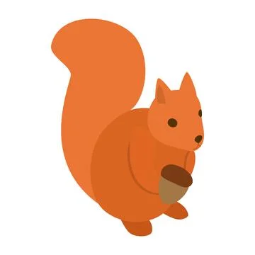 Squirrel icon, isometric 3d style 스톡 일러스트