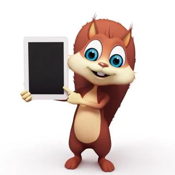 Squirrel with ipad Illustrazione stock