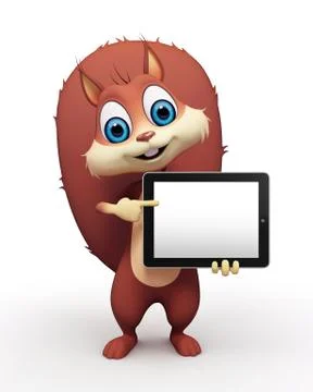 Squirrel with ipad Stock Illustration