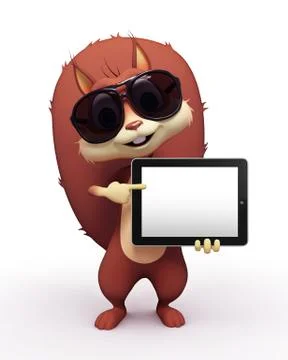 Squirrel with ipad Stock Illustration