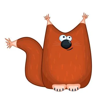 Squirrel isolated on white background. Funny chanterelle in cartoon style. Stock Illustration