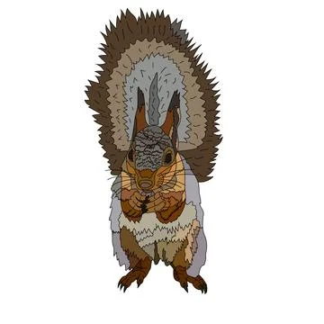 Squirrel isolated on a white background. Vector illustration. Creepy squirrel Stock Illustration