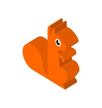 Squirrel Isometric isolated. bun tree-dwelling rodent with a bushy tail Stock Illustration