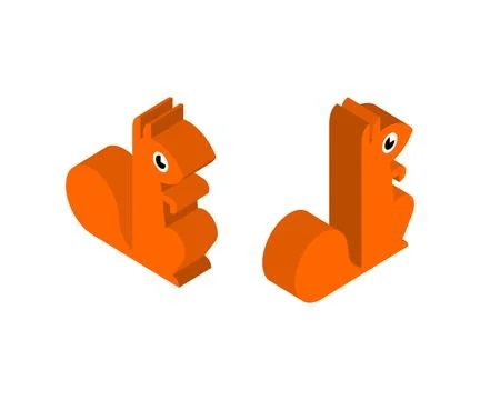Squirrel Isometric isolated. bun tree-dwelling rodent with a bushy tail Illustrazione stock