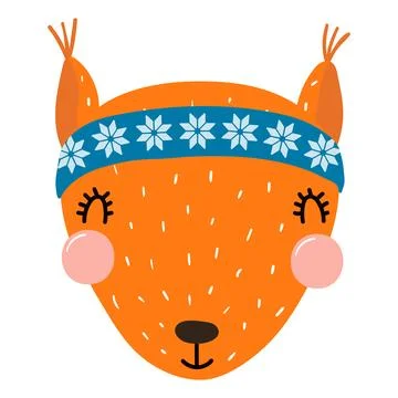 Squirrel in a knitted headband isolated Stock Illustration